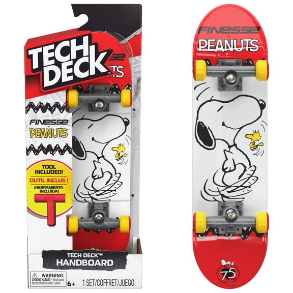 TECH DECK, Finesse Peanuts Handboard; Authentic Mini Skateboards, Kids Toys for Boys & Girls, Ages 6 and up (Hands Use Only)