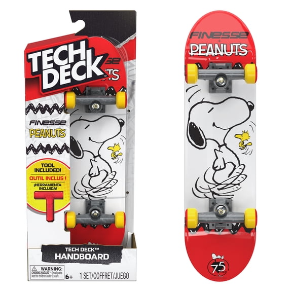 Tech Deck, Finesse Peanuts Handboards, Authentic Mini Skateboards for Kids Ages 6 and up