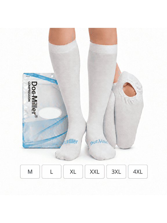 TED Hose Stockings Anti Embolism Knee High for Women & Men,15-20 mmhg Compression Socks, White, Large Size, 1 Pair