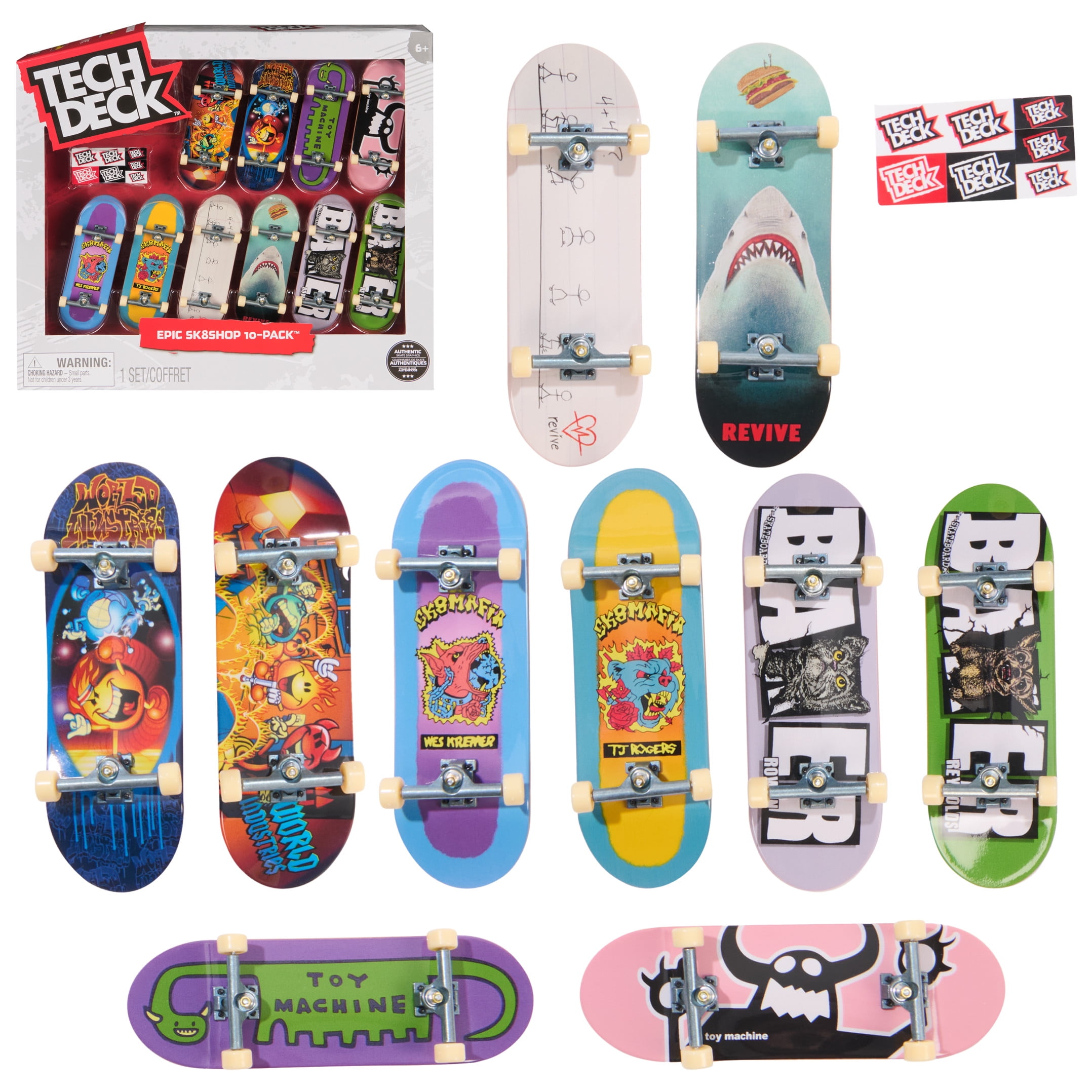 Tech Deck, Epic SK8Shop 10-Pack Fingerboards, Toys for Kids Ages 6 and up