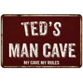 thumbnail image 1 of TED'S Man Cave Red Grunge Sign 12 x 18 Matt Finish Metal Sign 112180003028, 1 of 1