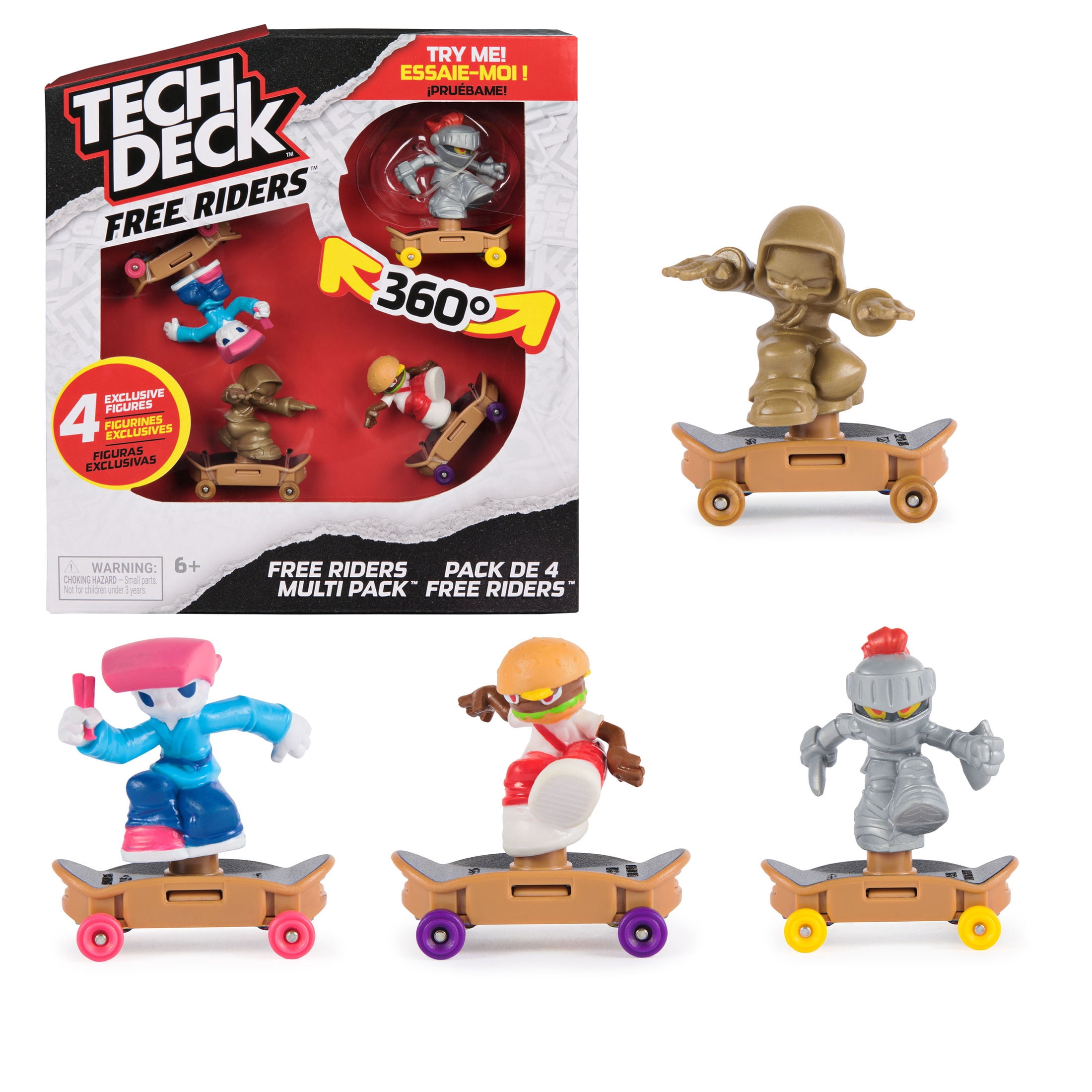 Tech Deck Free Riders 4-Pack Fingerboard and Fidget Toy Set for
