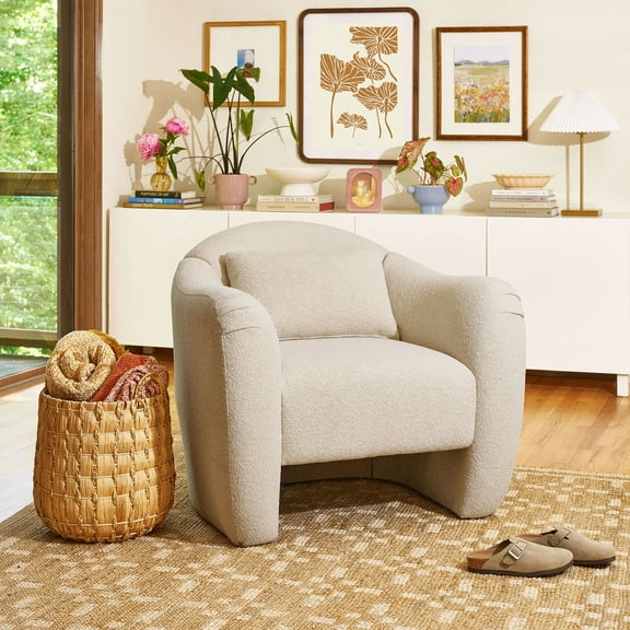 Beautiful Barrymore Teddy Accent Chair by Drew Barrymore, Cream Tweed