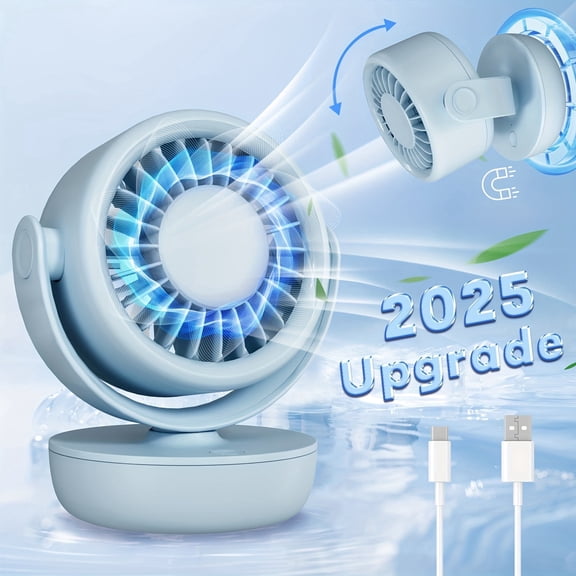 Teddy Run USB Mini Magnetic Desk Fan, Portable Small Table Fan With 3-Speed Super Strong Winds Dual-Angle Adjustable(17Hrs Workble), Personal Cooling Hand Gifts For Women Men Indoor Outdoor(blue)