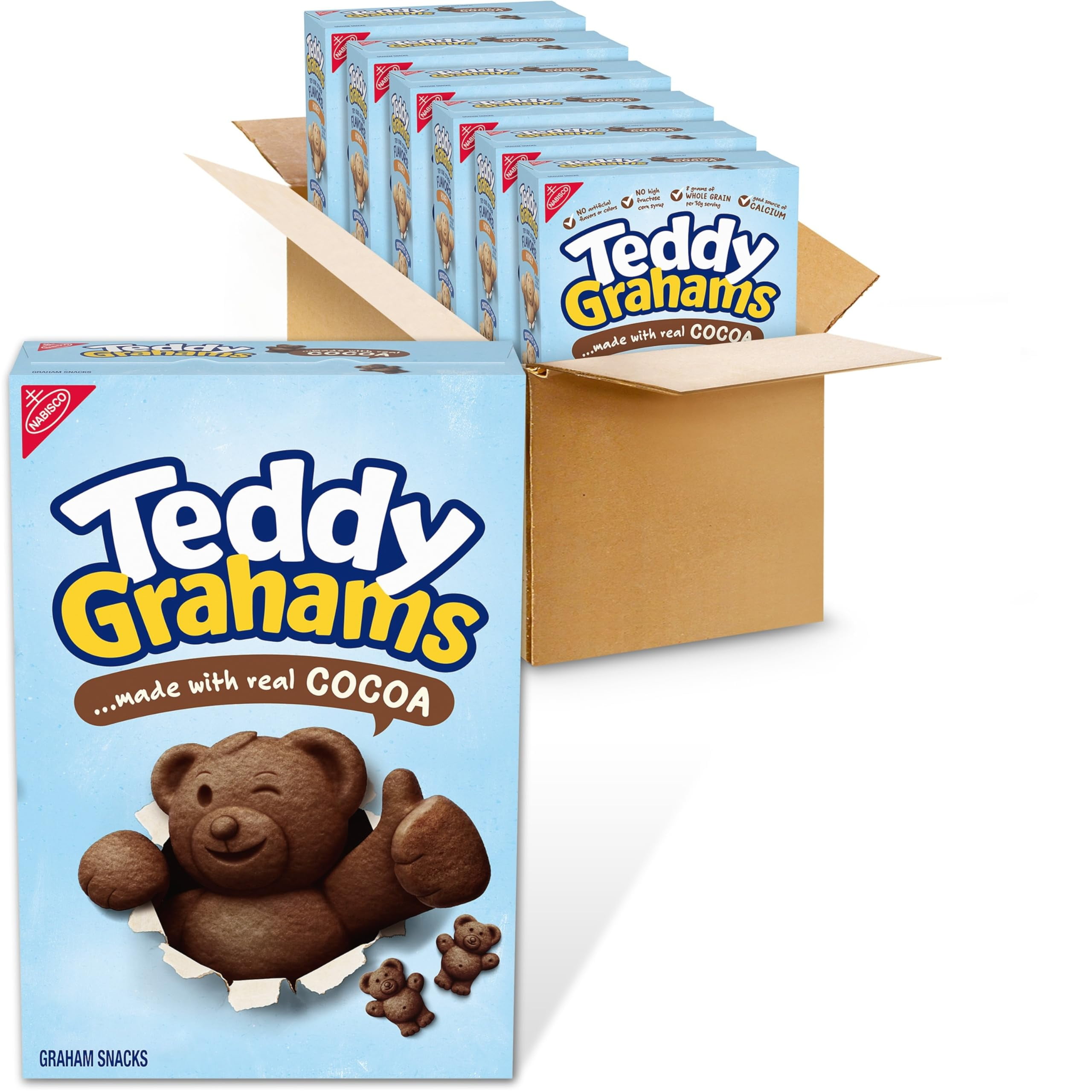TEDDY GRAHAMS ChocolateITSCGraham Snacks, Bulk Kids Snacks, 6 - 10 oz Boxes