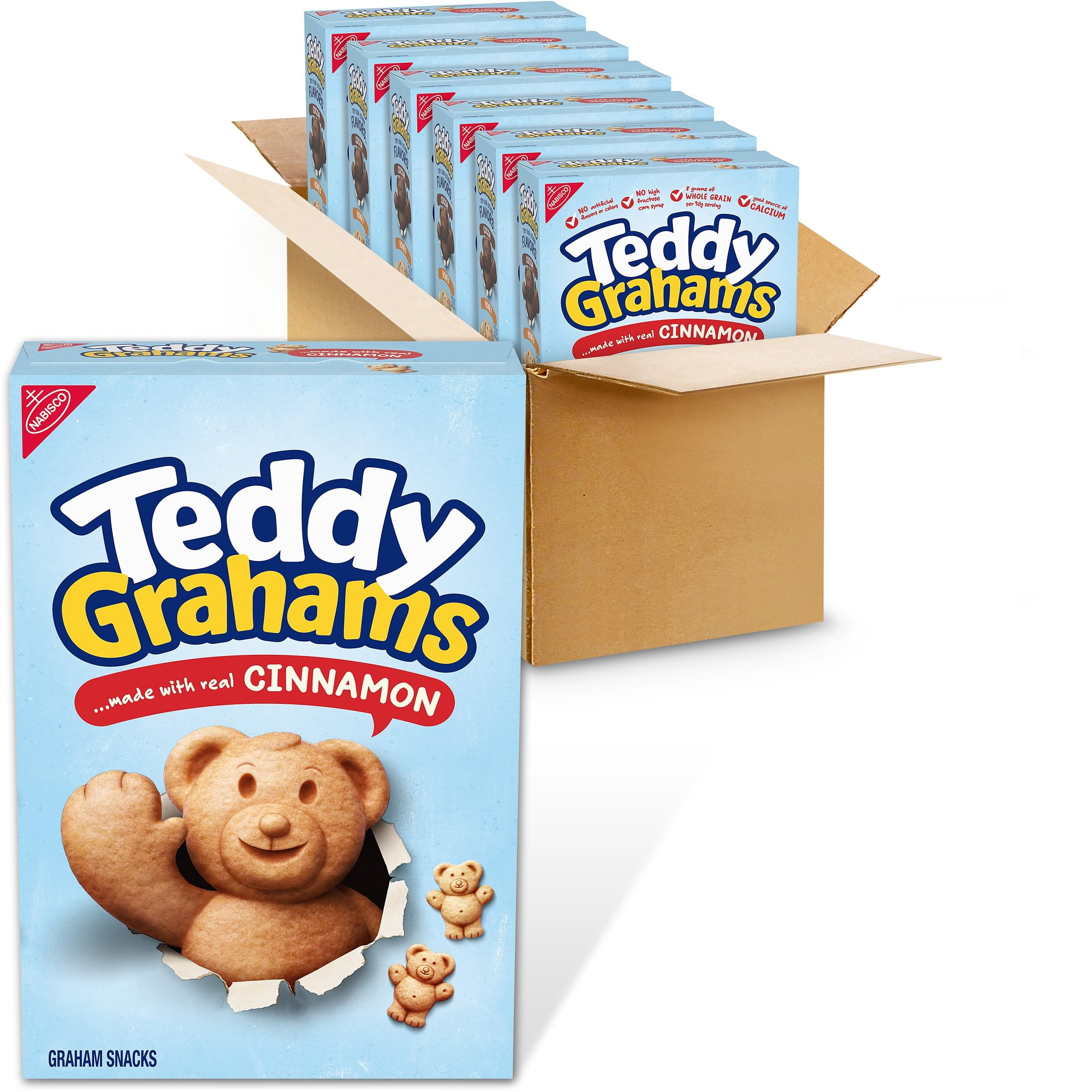 TEDDY GRAHAMS Cinnamon Graham SBF3Snacks, Bulk Kids Snacks, 6 - 10 oz Boxes