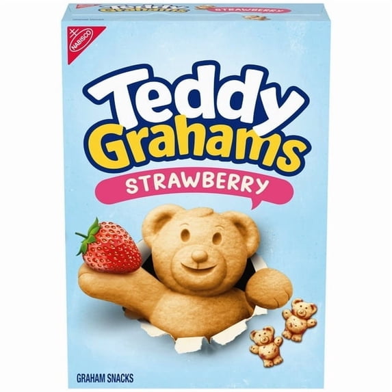TEDDY GRAHAMS Strawberry Flavor Graham Snacks, Kids Snacks, 10 oz - ( 2pack )