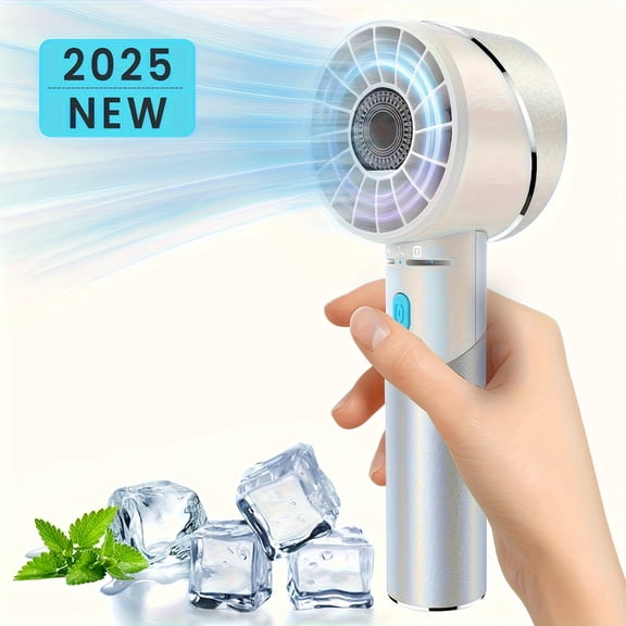 TEDDY RUN Handheld Fan, Mini Small Portable Turbo Fan, Rechargeable with 4 High Speeds Personal Fans, Max 16H Runtime, For Travel, Office, Outdoor(silver)