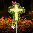 TEDOF Solar Flowers Cross Garden Stake Lights,Solar Cemetery Flowers