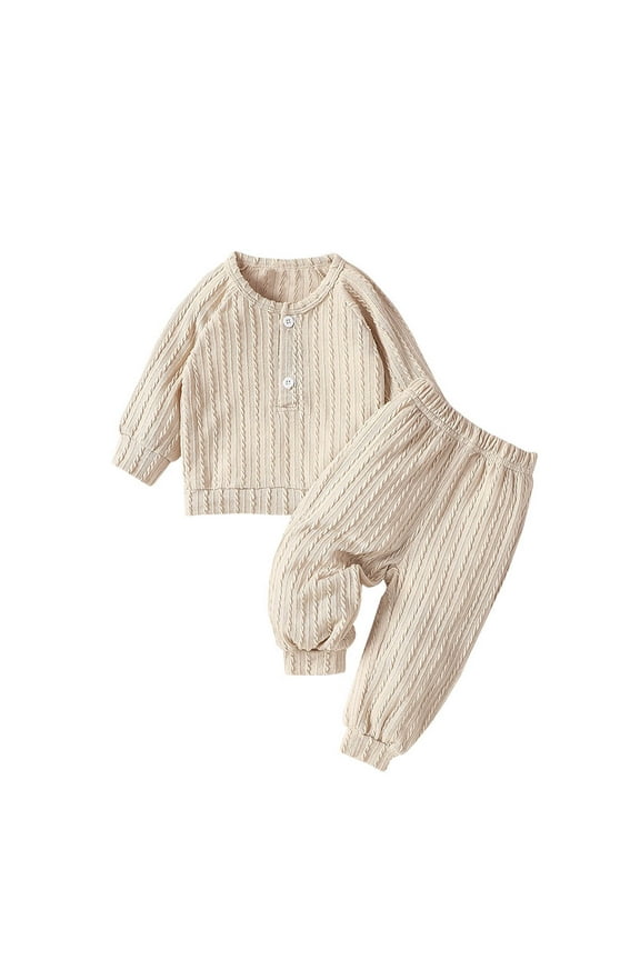 Baby Boys Knit Sweater Pants Outfits 2PCS Sets Soft Comfortable Long Sleeve Tops And Bottoms Casual Toddler Clothes For Newborn Birthday Wear, 6-9 Months