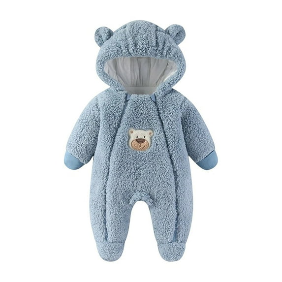 TEDOYE Baby Boys Winter Romper Jumpsuit Warm Thickened Outfits Outwear Soft Casual Playwear For Toddler 0-12 Months Birthday Wear, 6-9 Months