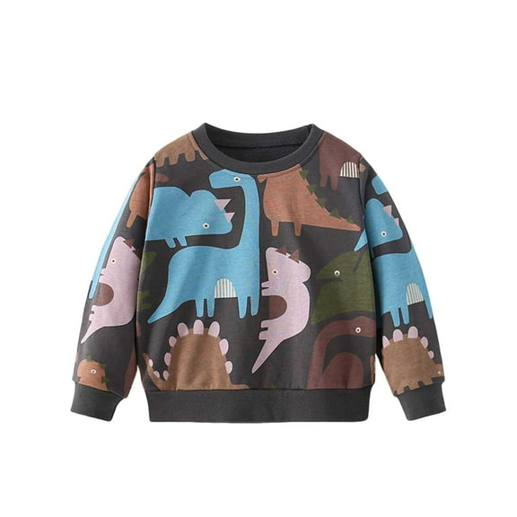 TEDOYE Boys Hoodies Sweatshirts Dinosaur Print Pullover Long Sleeve Casual Kids Tops For Toddler Boys Soft Comfortable Loose Fit Fall Winter Spring Outerwear Cozy Wear, 7-8 Years