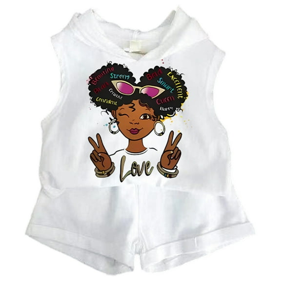 TEDOYE Girls Summer Outfits 2PCS Sets Cute Printed Tank Tops And Shorts Toddler Kids Clothes Casual Playwear Comfortable For 2-13 Years Holiday Wear, 6-7 Years