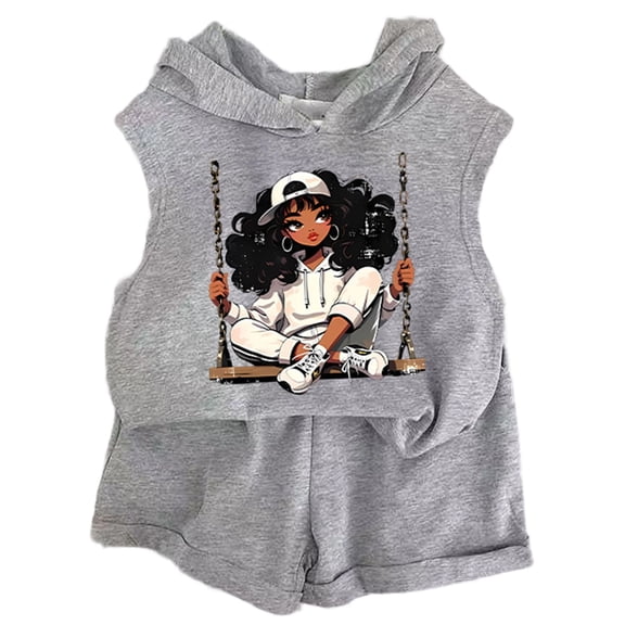 TEDOYE Girls Summer Outfits 2PCS Sets Cute Printed Tank Tops And Shorts Toddler Kids Clothes Casual Playwear Comfortable For 2-13 Years Relaxed Fit Wear, 6-7 Years