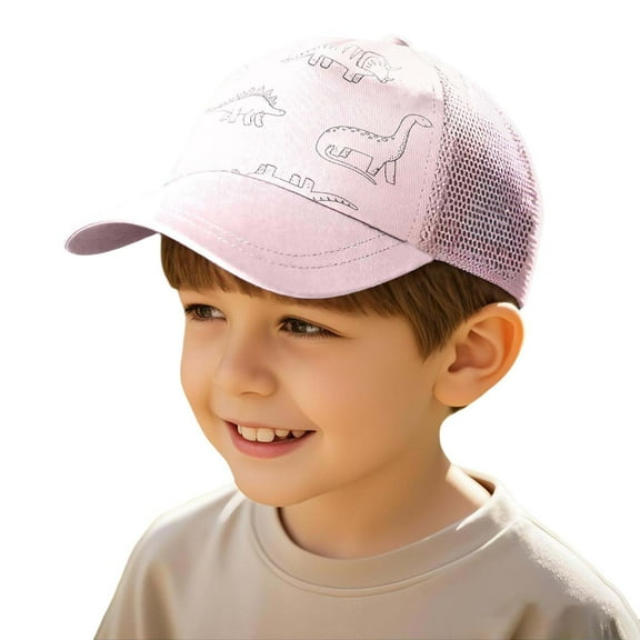 TEDOYE Kids Baseball Cap Dinosaur Print Adjustable Sun Hat For Boys Girls Toddler Breathable Mesh Casual Outdoor Leisure Wear, 2-4 Years