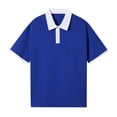 thumbnail image 1 of TEDOYE Men's Polo Shirts Men's Off Shoulder Color Shirt Color Block Loose Short Sleeve Lapel Shirt Ironing Comfortable, 1 of 3