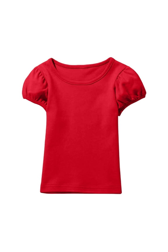 Soft Girls Short Sleeve T Shirt Cute Puff Sleeve Tops Comfortable Casual Tee For Toddler Kids Soft Wear, 3-4 Years