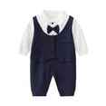 thumbnail image 1 of TEDOYE Toddler Baby Boys Gentleman Romper Jumpsuit Long Sleeve Bowtie Outfits Formal Wear Tuxedo Suit Holiday Wear, 9-12 Months, 1 of 2