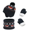 thumbnail image 1 of TEDOYE Toddler Chicminie 3 Pcs/Sets Children Hat Neck Warp Gloves Sets Thickened Print Knitted Heat Retention Windproof Keep Warm Girls Boys Outdoor Scarf Gloves Sets Soft Wear, L, 1 of 4