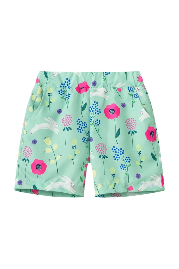 Toddler Child Boys Girls Swim Shorts Casual Style Floral Printing Summer Hawaii Holiday Beach Floral Swimming Trunks Cozy Wear, 5-6 Years