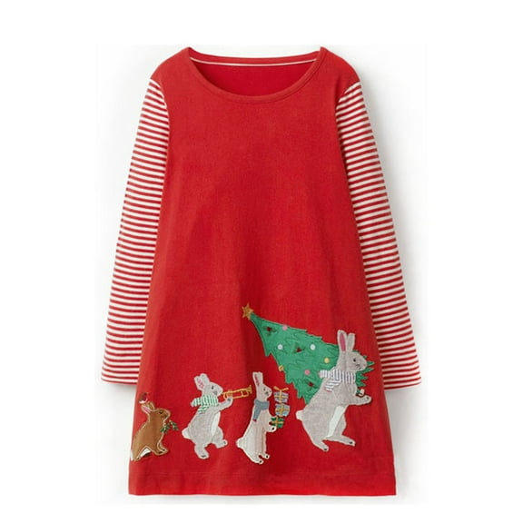 TEDOYE Toddler Girl Christmas Dress Long Sleeve Fall Winter Casual BasicTunic Shirt Dresses Leisure Wear, 18-24Months