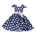 thumbnail image 1 of TEDOYE Toddler Girls White Polka Dot Tutu Dress O-Neck Elegant Bow Belt Performance Gown For Comfort Wear, 6-7 Years, 1 of 6