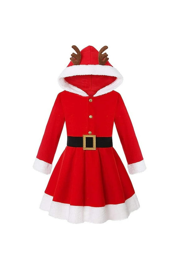 Toddler Kids Santa Dress For Girls Christmas Princess Party Long Sleeve Dresses Stylish Wear, 6-7 Years