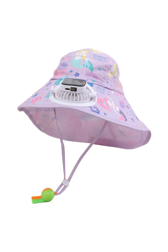 Toddler Kids Solar Fan Hat Summer Beach Trips Cap With Built In USB Charging Fan Outdoor Wide Brim Garden Hats UPF 50+ Birthday Wear, 3