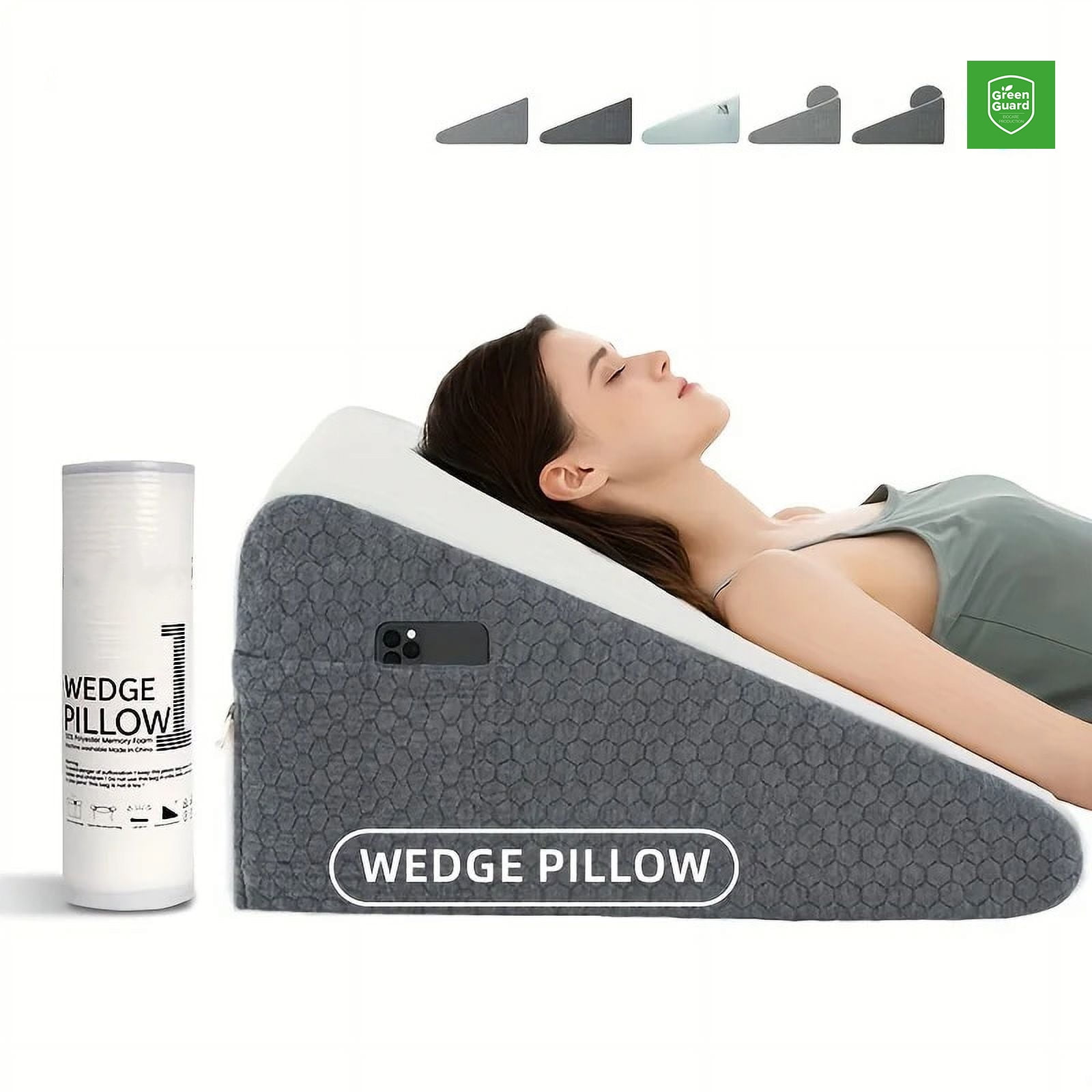 TEDresco Wedge Pillow for Sleep Apnea & Acid Reflux Relief | Stylish and Chic Jacquard Pillowcase | Bed Wedge Pillow for Heartburn