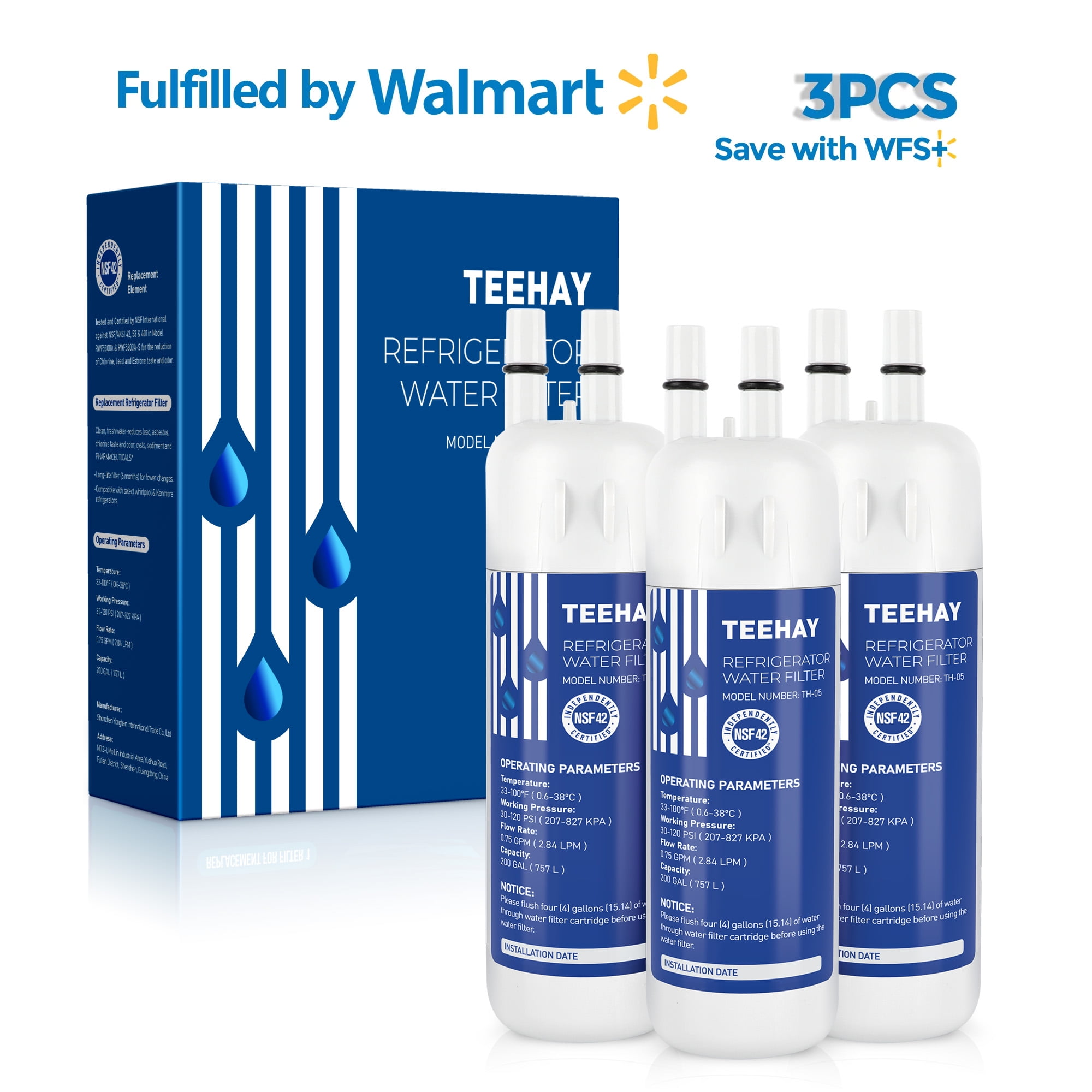 TEEHAY EDR1RXD1 Water Filter Replacement for Whirlpool Everydrop Refrigerator Water Filter 1