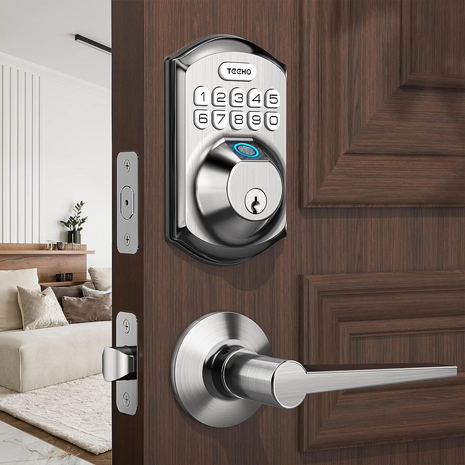 TEEHO Fingerprint Keyless Entry Keypad Electronic Deadbolt Door Lock