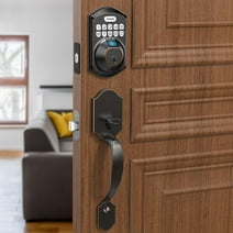 TEEHO Fingerprint Keyless Entry Keypad Smart Electronic Deadbolt Door Lock with 2 Handles Set 5.09 Pounds - Oil Rubbed Bronze