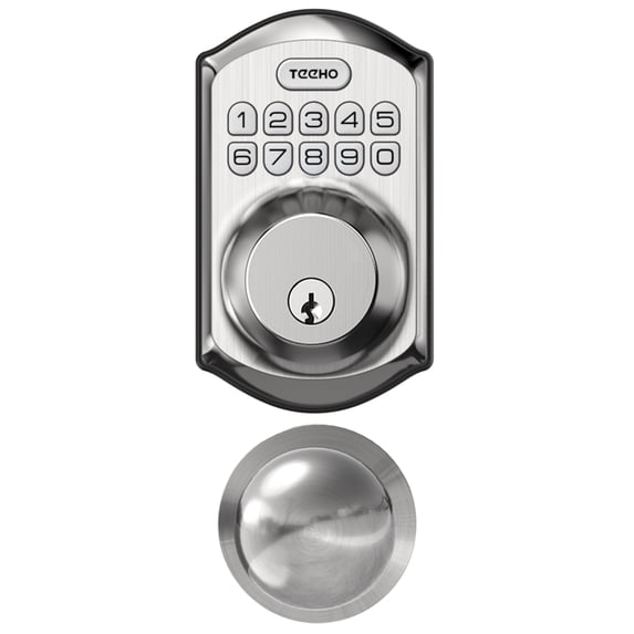 TEEHO Keyless Entry Door with Door Knobs, Electronic Deadbolt Lock, Easy Installation for Front Door, Satin Nickel