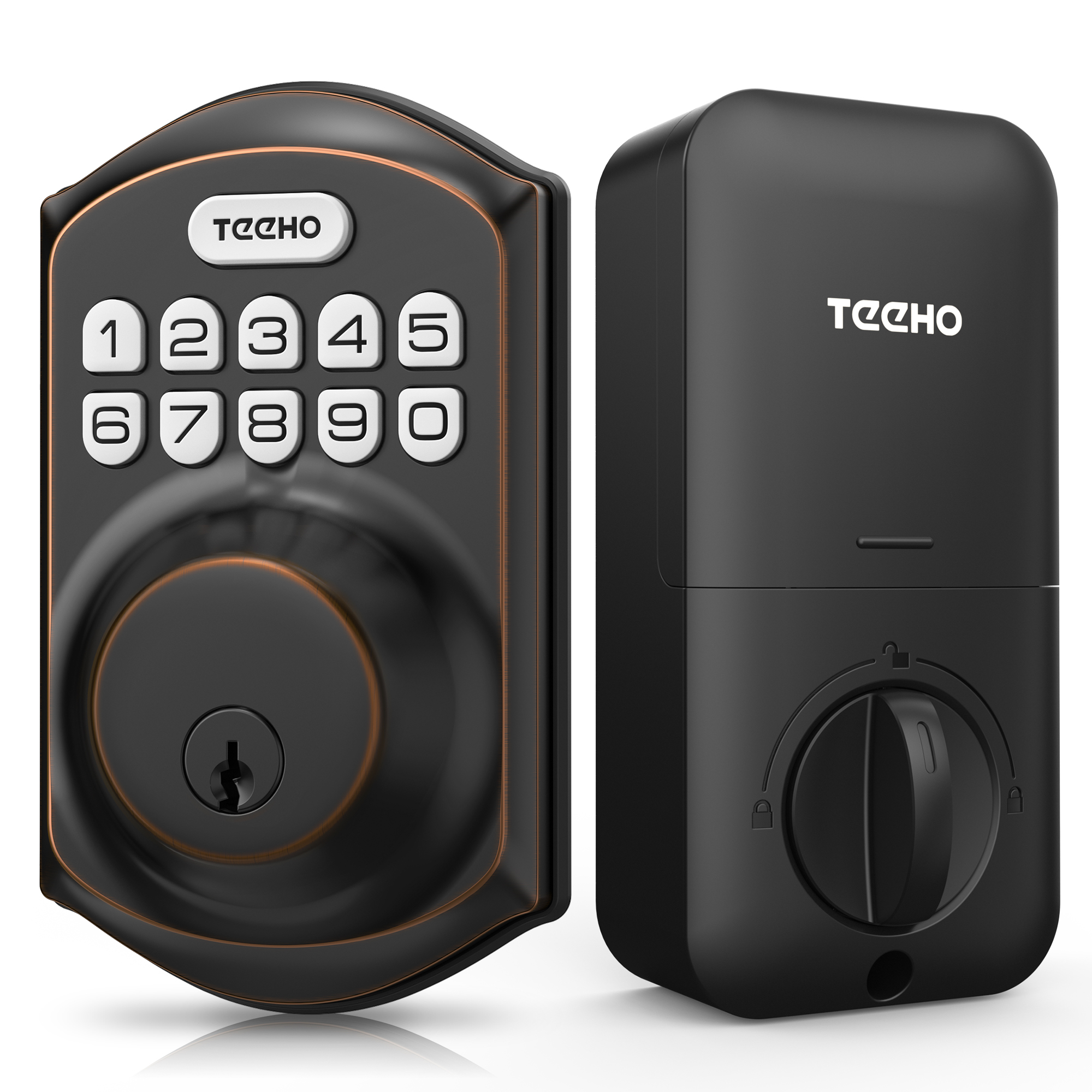 TEEHO Keyless Entry Door Lock Keypad Electronic Smart Deadbolt for Front Door Home in Oil Rubbed Bronze Finish - image 1 of 13