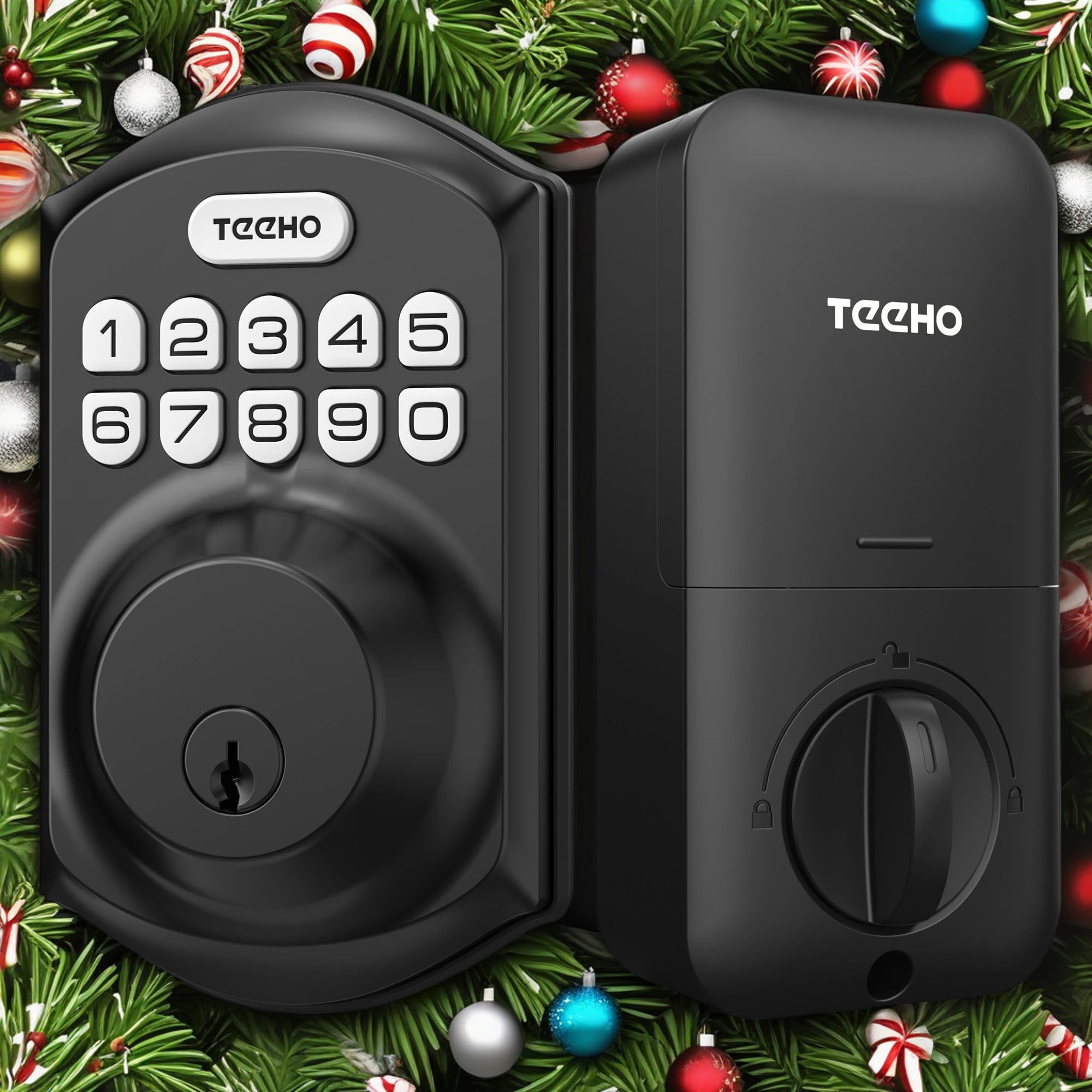 TEEHO Smart Lock, Keyless Entry Deadbolt with Keypad, Front Door Electronic Lock, Easy Installation, Matte Black Finish