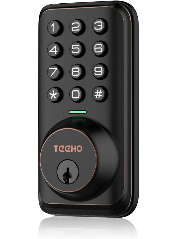 TEEHO Keypad Keyless Entry Smart Electronic Digital Deadbolt Door Lock for Front Door - Oil Rubbed Bronze