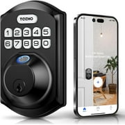 TEEHO TE002W Fingerprint Door Lock: Keyless Entry Smart Deadbolt Lock for Front Door, Remotely Share Temporary PIN Code, Easy Installation, BHMA Cert, Oil Rubbed Bronze