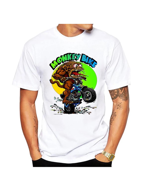 TEEHUB Funny Monkey Bike Men T-Shirt 3D Monkey Printed Cool T Shirts Short Sleeve Tshirts Harajuku Tee