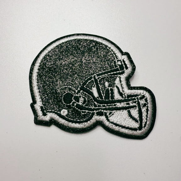 TEELUX DESIGN Glitter Football Helmet Embroidered Iron-On Patches, Black, 5 Pack