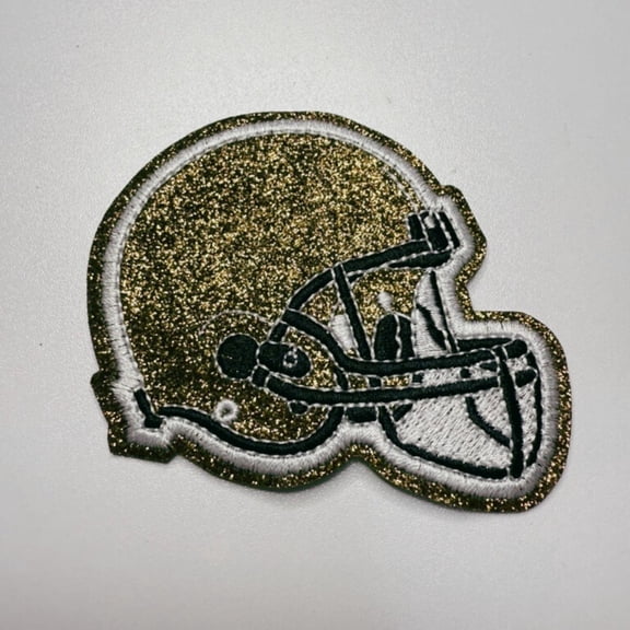TEELUX DESIGN Glitter Football Helmet Embroidered Iron-On Patches, Brown, 5 Pack