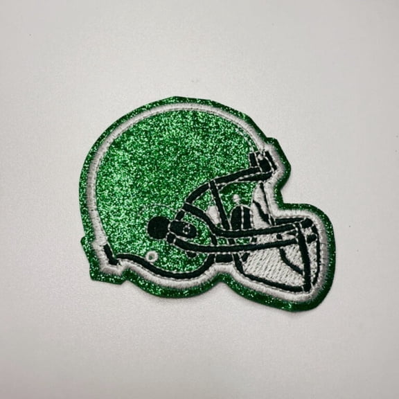 TEELUX DESIGN Glitter Football Helmet Embroidered Iron-On Patches, Green, 5 Pack