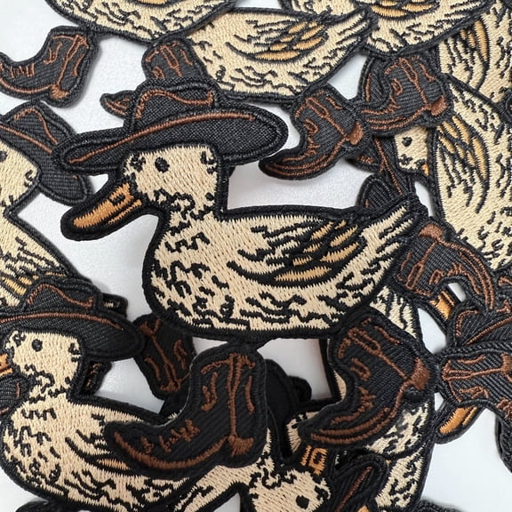 TEELUX DESIGN Western Duck with Hat & Boots Embroidered Iron-On Patches, 3 Pack