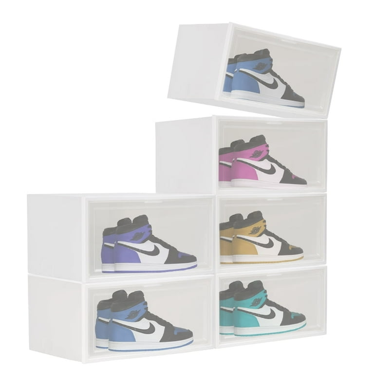 TEEMARS 6 Pack Shoe Storage Box Stackable Shoe Organizer for