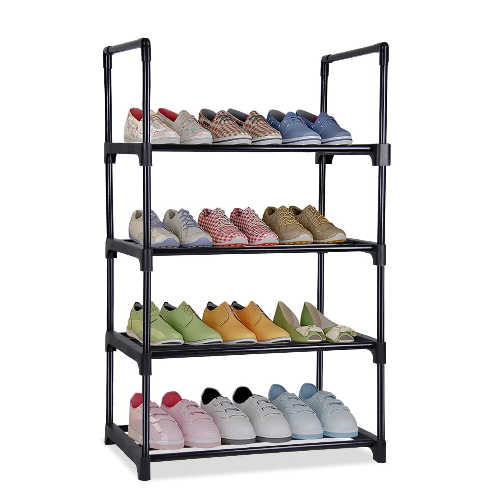 MMBABY 2 Set Shoe Storage Box, 1 Set of 6-Tier No Assembly Stackable Shoe  Organizer Storage Bins with Clear Door, Free Standing Shoe Shelf Cabinet