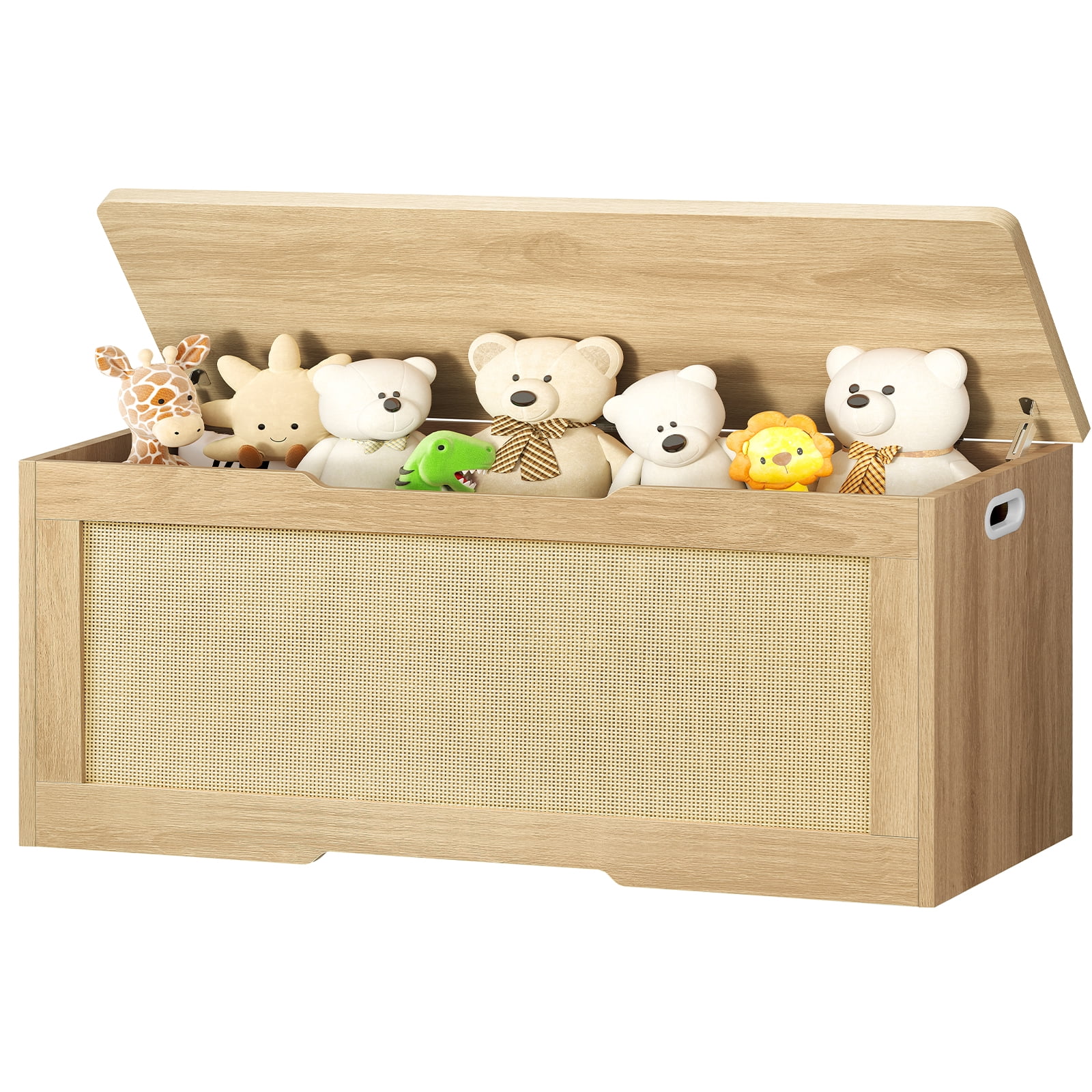 TEENFON 47.24" Toy Storage Box, Storage Chest, Storage Trunk with 2 Safety Hinges, 47.2'D x 15.7''W x 19.4''H, Toy Chest, Natural