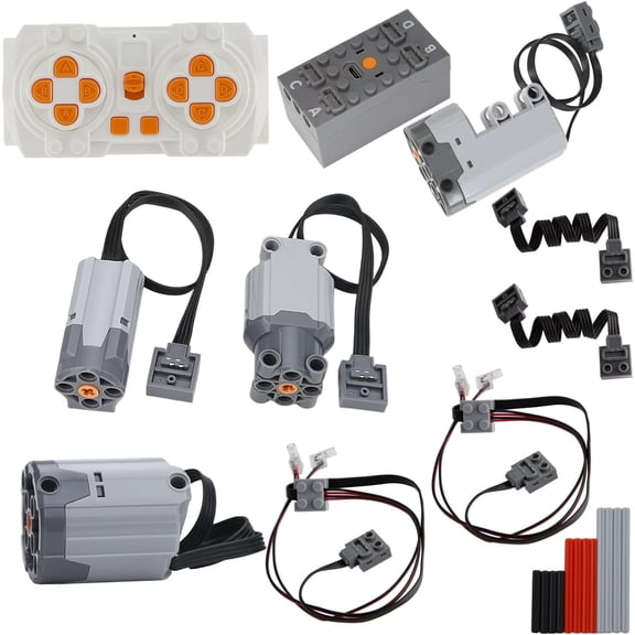 TEESE 22pcs Technic-Motor Set with M/L/XL/Servo-Motor-Remote-Battery-Box, Extension-Cord-Light-Cable, Compatible with Technic-Parts