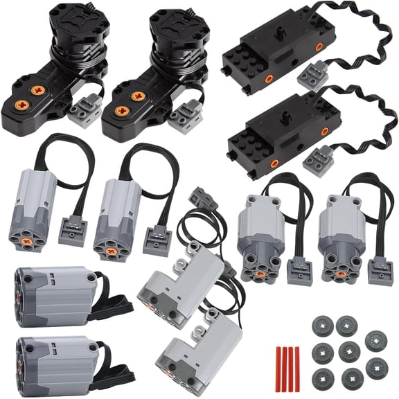 TEESE 24pcs Technic-Motor Set with Servo-Monster-Train-Motor, Compatible with Technic-Parts, MOC Car Truck Wheel Replacement-Parts