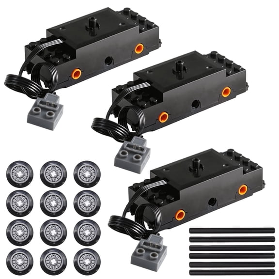 TEESE 3pcs Technic-Motor-Kit with Train-Motor-Train-Wheel, Compatible with Technic-Parts for STEM MOC Project Replacement-parts