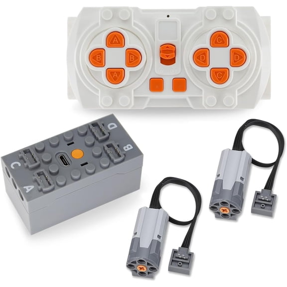 TEESE 4pcs Technic-Motor-Remote-Control-Kit with M-motor-Remote-Control-Battery-Box, Compatible with Technic-Parts for STEM MOC Project Replacement-parts