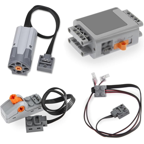 TEESE 4pcs Technic-Motor Set with Motor-Swith-Light-Cable, Battery-Box, Compatible with Technic-Parts